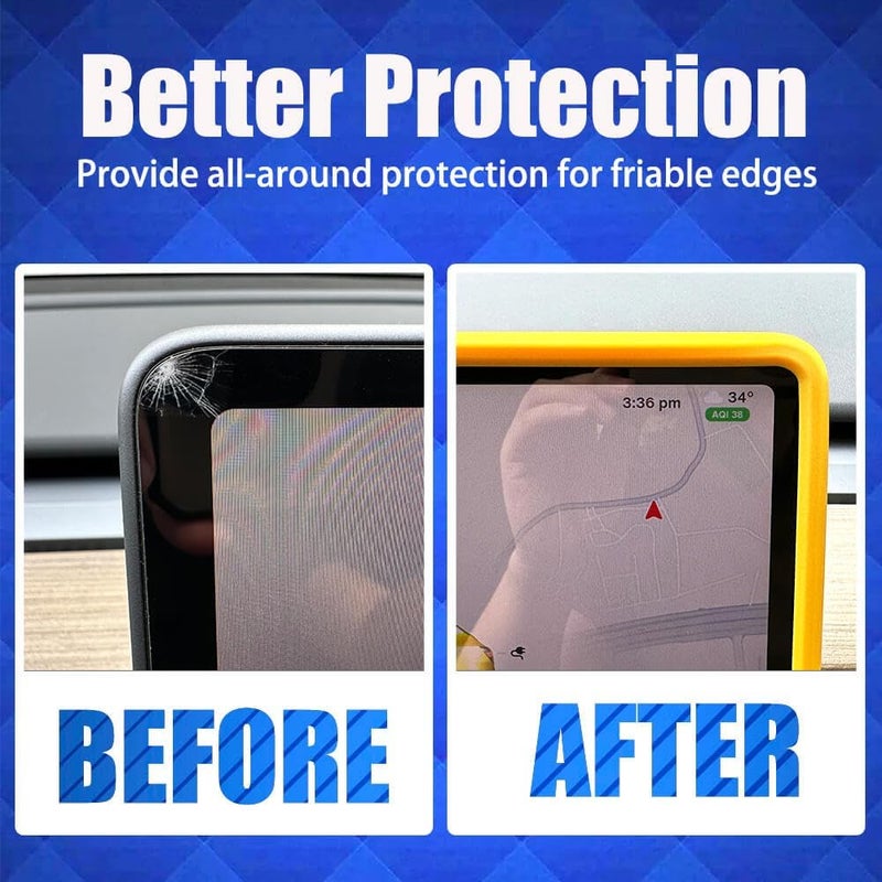 Yeapop 2Pcs Silicone Protector Frames of Screen and Rear View Mirror for Tesla Model 3 2024 Highland and Model Y 2025 Juniper. (Yellow) - Image 4
